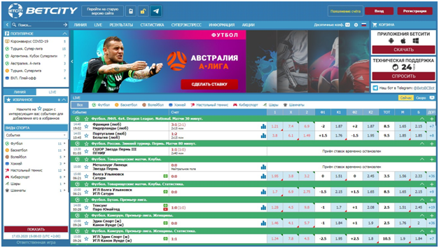 Вид главной страницы офшорного букмекера Betcity- mirror-bet.ru 