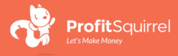 Profit Squirrel Website Logo. White text with orange background